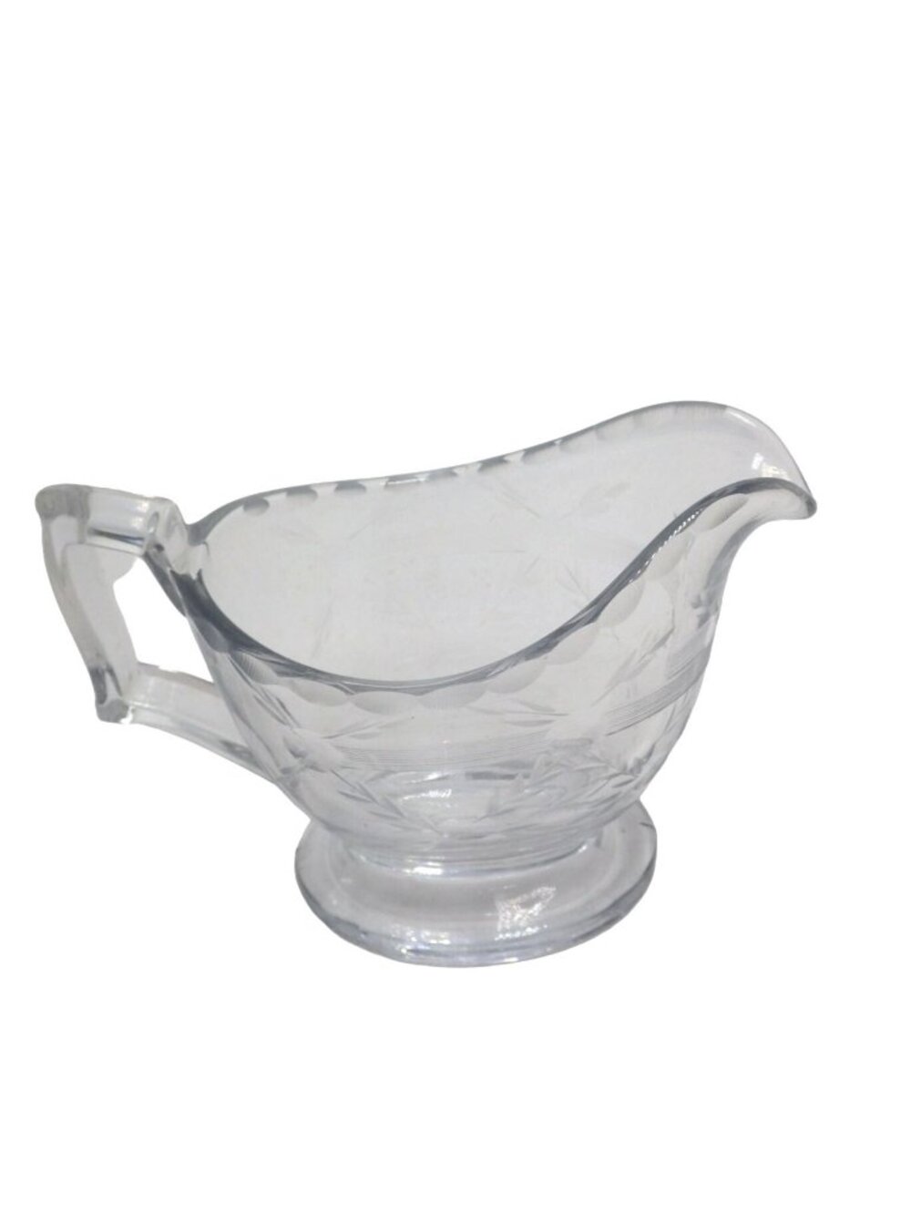 Creamer Clear Cut Glass Leaves Etched Crystal Wedding Serving